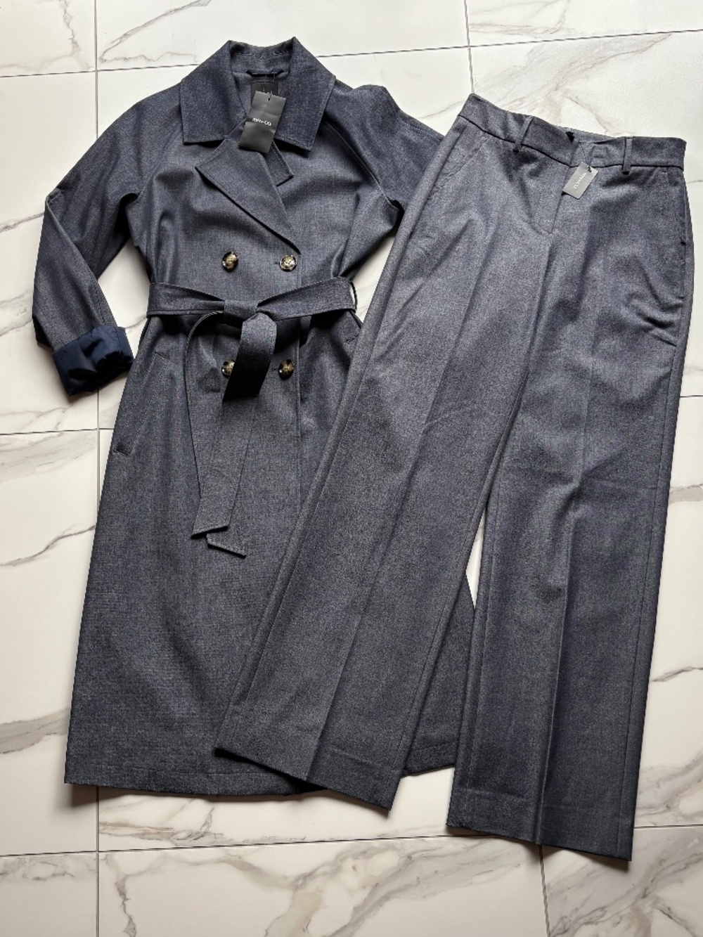 RW and Co Denim Trench Coat and Denim Trousers